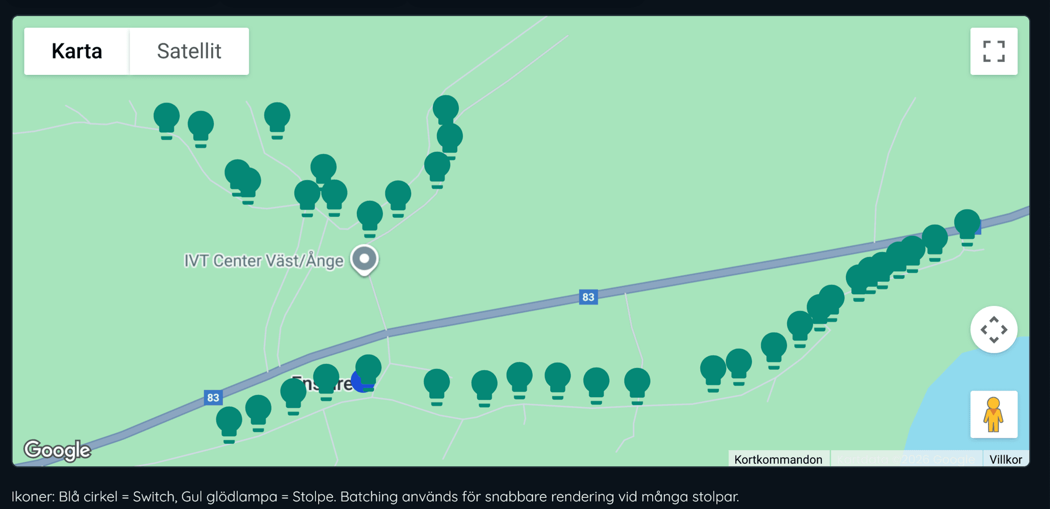 Karta med stolpar och filter