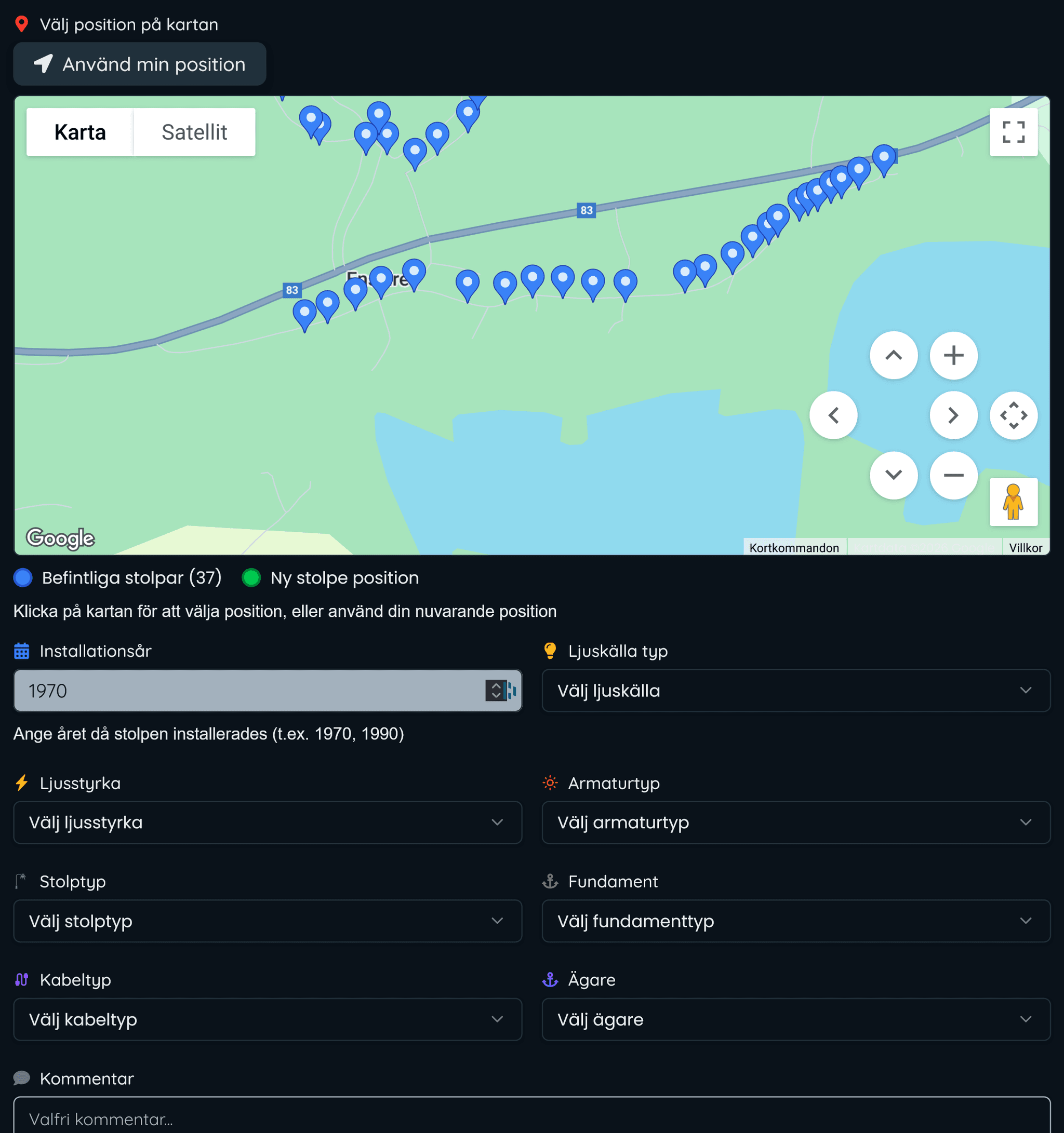 Länka stolpar till styrenhet